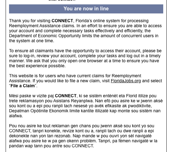 unemployment, citrus gazette, you are now in line