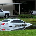 Deputy drives his car into a retention ditch