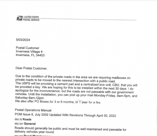 USPS refuses to deliver mail to a Citrus County neighborhood usps, mail delivery, citrus county news.